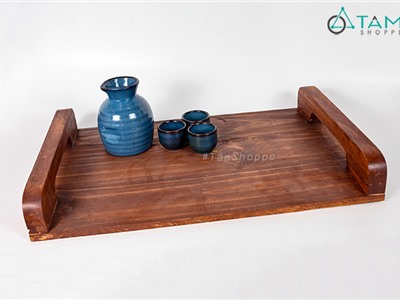 Khay gỗ để trà 2 Quai gỗ Bigsize No.1